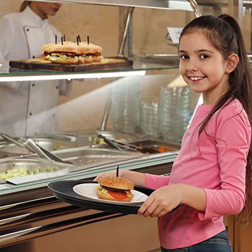 Zopeal 8 Pieces Black Round Restaurant Serving Tray, Plastic Non Slip Surface Food Meals Server Tray with Raised Edges for Home, Kitchen, Restaurant, Cafeteria, Bar (11\",Black)