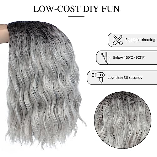 Image of Halloween Cosplay Wig Ombre Grey Lace Front Wavy Bob Wigs for Women