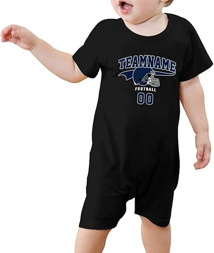 Miniatura 6 de BABYWEN Body de fútbol personalizado para bebé, haz que tu bebé se apunte y número, ropa de fútbol para regalos, Negro -
