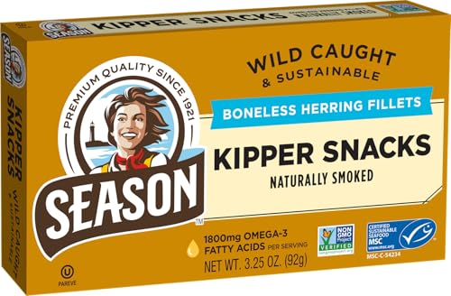 Season Sardines in Tomato Sauce - Wild Caught, 22g of Protein, Keto Snacks, More Omega 3's Than Tuna, Kosher, High in Calcium, Canned Sardines - 4.37 Oz Tins, 12-Pack