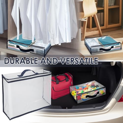 6 Pack Clear Storage Bags with Zipper,12L Plastic Blanket Storage Bags Waterproof Moving Bags Foldable Closet Organizer Handle for Clothing Bedding Linen Sweater Bed Sheet Clothes,15.7x11.8x3.9 Inch by TKSDWBLTY - Image 4