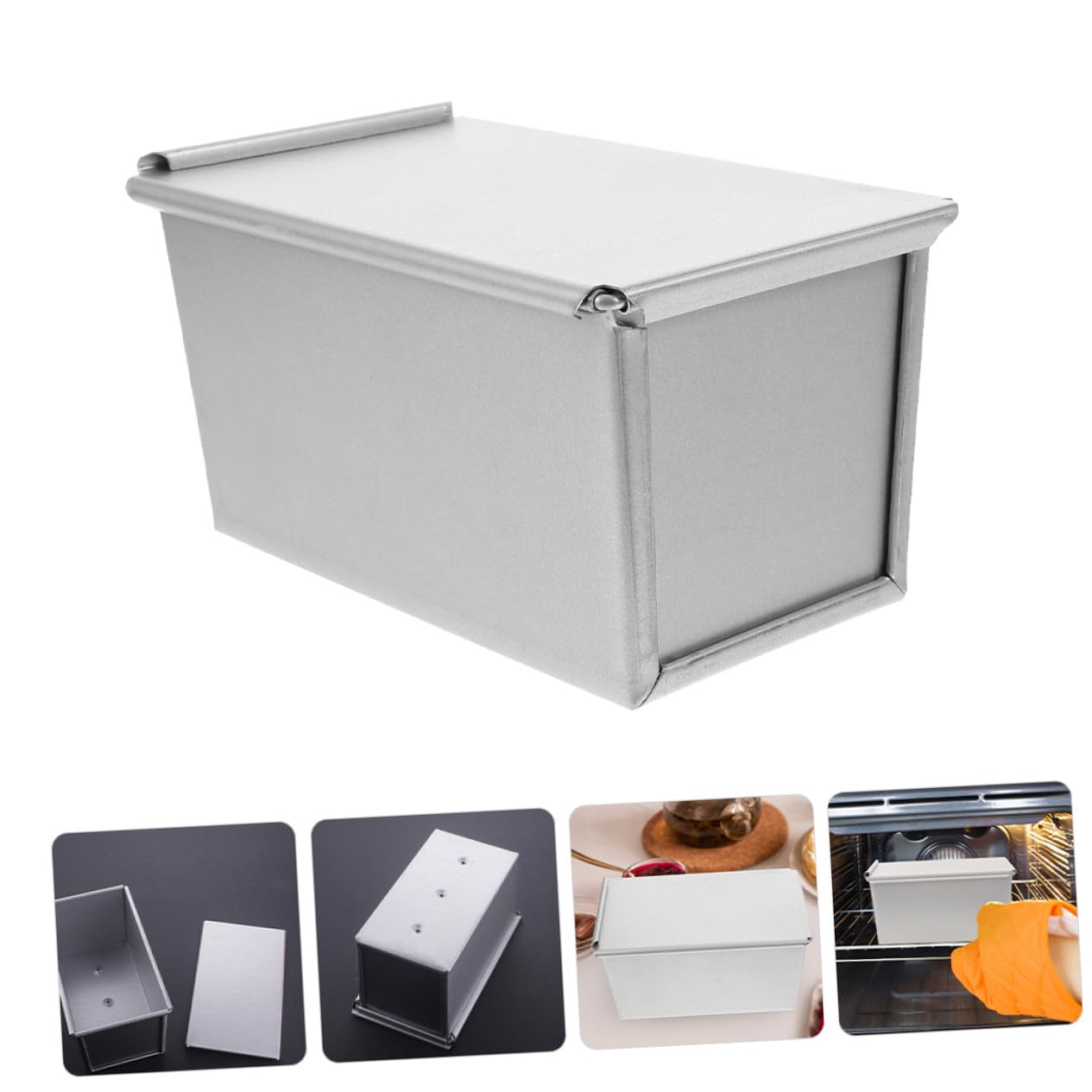 GLEAVI Molde Rectangular para Pan con Tapa Molde para Hornear Pan Antiadherente de Aluminio para Tostadas Bandeja para Horno Resistente y Segura para Uso Doméstico y Profesional