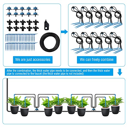 BORUIT Drip Irrigation kit, 1/8” 66ft Tubing Drip Automatic Watering System for Potted Plants, Patio, Flower Bed, Greenhouse, Lawn, Plant Watering System with Micro-Bubblers and Micro-Sprays - Thumbnail 3