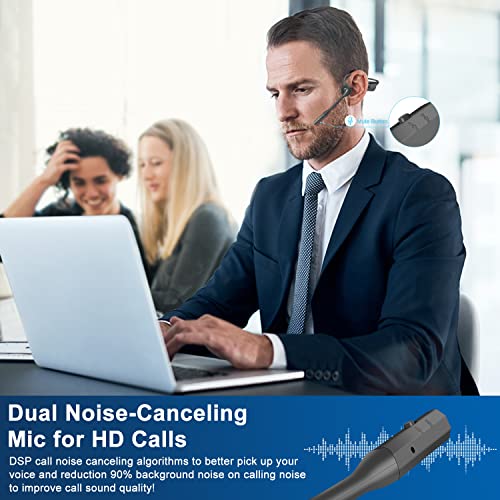 Banigipa Bluetooth Headset With Microphone, Open Ear Headphones Wireless Bluetooth Noise Cancelling For Laptop Pc Computer Cell Phones, Air Conduction Headphones For Office Meeting Home Working-16 Hrs #TOP2