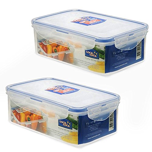Lock Lock Airtight Rectangular Food Storage Container 3381-oz 423-cup Pack of 2