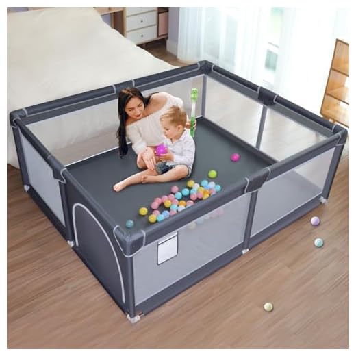 XVISHX Baby Playpen, 50 x 50 inch Baby Playard, Playpen for Babies and Toddlers, Baby Fence play Pen for Indoor & Outdoor, with Soft Breathable Mesh,No Gaps Playpen for Babies, Grey