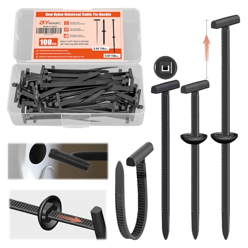 100 PCS 2026 New Upgrade Nylon Universal Cable Tie Buckle, with Clear Storage Box, Double-Sided Style Cable Tie Buckle, 5.91IN Extended Length Zip Tie for Car Repair (Fender, Bumper, Trunk Liner)
