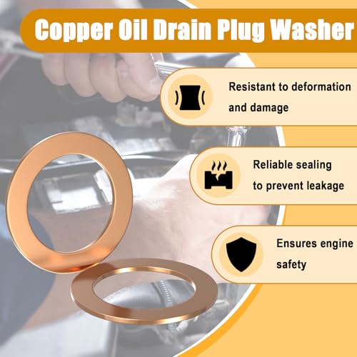 Image of 15 PCS Oil Drain Plug Gasket, 14mm Copper Oil Crush Washer Seals, Copper Oil Drain Plug Washer Gaskets, OEM PN 007603-014106, Replacement Fit for Mercedes Oil Crush Washer