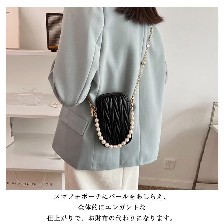ロイヤルスマホポシェットスマホショルダーロリータパール持ち手付き！
