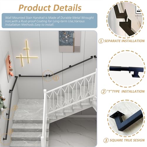 Rambarde d'escalier moderne noire en kit complet de 3,65 m - 3