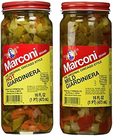 Marconi The Original Chicago Style Hot & Mild Giardiniera 16 oz (Variety Pack)