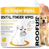 Dog Teeth Cleaning Wipes 60 Packs - Peanut Butter Dental Wipes to Reduce Plaque & Tartar for Dogs & Cats - Pet Dental Wipes for Oral Freshness