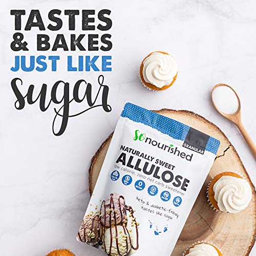 So Nourished Allulose Sweetener Granular - Keto Sugar Substitute - 0 Calorie, 0 Net Carb, Non-GMO (1 lb / 16 oz)