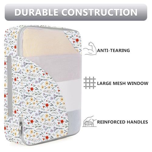 Image of 8 Set Packing Cubes for Travel, Gifts for Women Mom,Anti-Tearing Suitcase Organizer for Luggage with Shoe & Hanging Toiletry Bag,OlarHike Vacation Essentials & Accessories for Cruise Ship,Flower