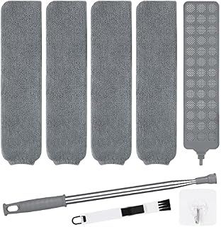 Vicloon Gap Dust Cleaner, Gap Cleaning Duster, 1 Long Handle Microfiber and 4 Replacement cover Retractable Dust Cleaner Appliances Cleaning Tool for Home Bedroom Kitchen Gap Dust Cleaner