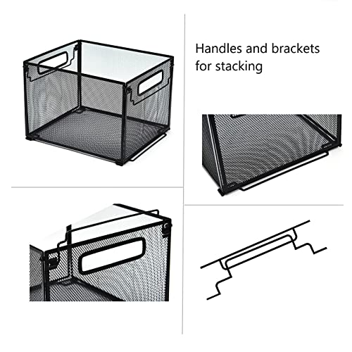 Settfrfe 2 Pack File Organizer,Metal File Holder Filing Box,Hanging File Folder Organizer,Letter Size, Black #TOP4