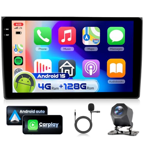 4G 128G VECHTEL 9' Radio para Coche con Bluetooth para Audi A4 S4 RS4 2002-2008 Carplay Android Auto,WiFi GPS,RDS/FM Radio con cámara de visión Trasera AHD