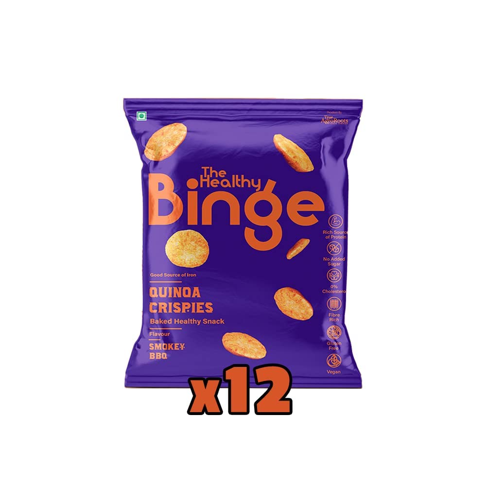 The Healthy Binge Quinoa Crispies Baked Chips Snacks for Adults and Kids | Smokey BBQ Flavour | Gluten-Free | 0% Cholesterol | Pack of 9 (40 Gm X 9) (B09WKDXHGY) Amazon Price History, Amazon Price Tracker