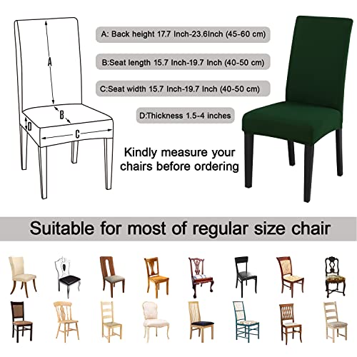 JQinHome Chair Covers for Dining Chairs, High Stretch Removable Washable Chair Protector Cover Set of 6, Chair Slipcovers for Dining Room, Kitchen,Home Party,Wedding Ceremony(Hunter Green, 6PC) by JQinHome - Image 5