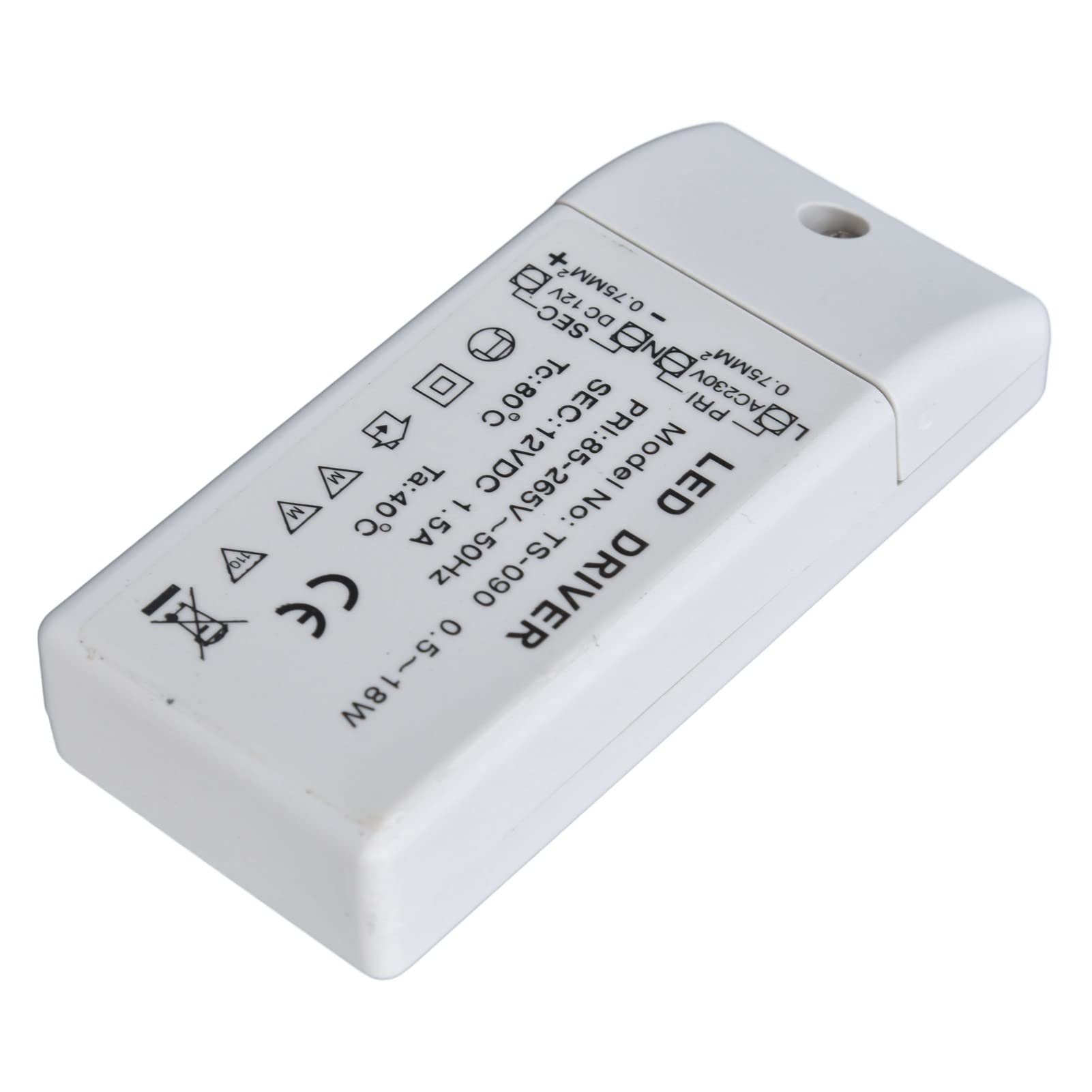 18W Waterproof LED Transformer – 12V DC 1.5A, 85-265V AC Input, Flame Retardant, Overcurrent/Short Circuit Protection