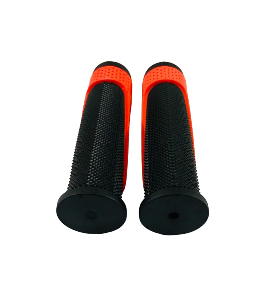 Image of Senior Cycle Handle Grip for 24-29 Inch Bicycle Dual Color Soft Rubber Non Toxic Anti-Slip MTB /City Bicycle Handle Grip Length 13cm Multicolor (Black-Orange)