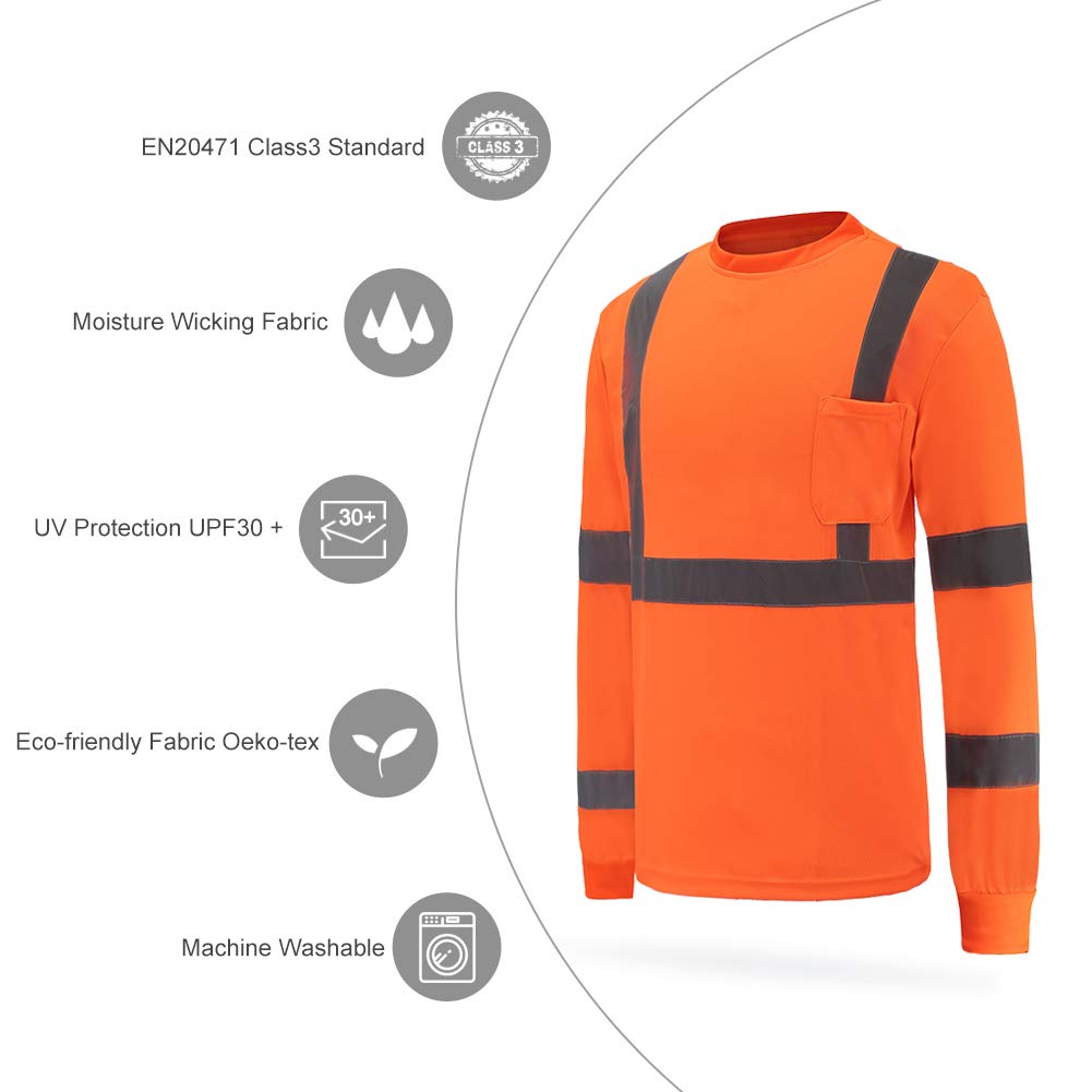 AYKRM Avertissement Chemise Manches Longues Avertissement t - Shirt Avertissement Protection Workwear