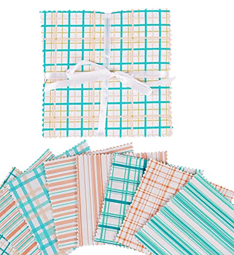 Coton quilting carres coupons pre-coupes pour patchwork facile aqua bleu