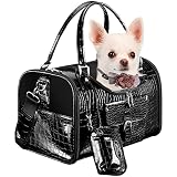 NewEle Fashion Pet Carrier, Small Dog Carrier, Cat Carrier, Quality PU Leather Dog Purse, Collapsibl