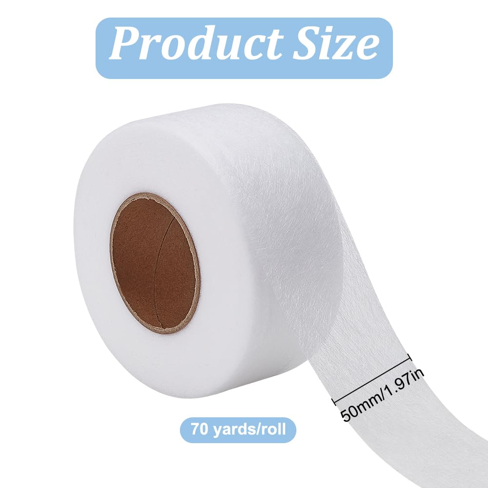 HOBBIESAY 70 Yards 2inch White Fusible Batting Tape Seam Tape Hot-Pressed Film Fusible Tape for DIY Clothing Sewing Art Batting Sewing Washable Material - Image 2
