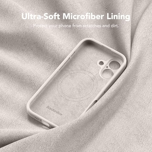 Image of Magnetic for iPhone 16 Case, Compatible with MagSafe, [Screen Protector + Full Camera Protection], Silicone Shockproof Anti-Scratch Protective Phone Case for iPhone 16 6.1 inch, Stone