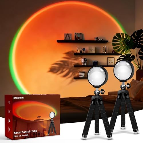 easeking Sunset Lamp 2-Pack – Rotating Multicolor Projection Lamp (USB, No Remote)