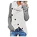 Produktbild OSYARD Damen Sweatshirt Pullover Cardigan, Frauen Langarm Solid Tops Bluse Shirt Asymmetrisch Rollkragen Tunika Hemd Einfarbig Oberteile Strickpullove Pulli Herbst Winter Warme Sweater