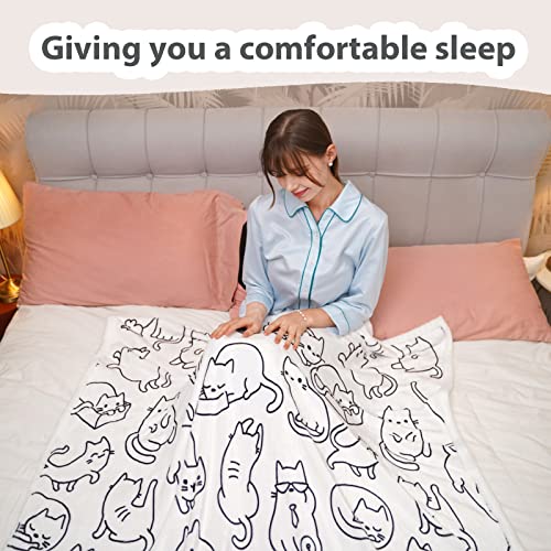 Anamee Cat Blanket Cat Lover Gifts For Women, Cute Cat Throw Blanket Gift For Mom, Cat Lovers And Girls, Kawaii Soft Lightweight Flannel Blankets Birthday Gift For Kids Adults 50"X60" #TOP2