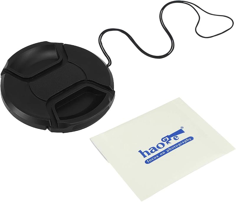 Haoge 72mm Center Pinch Snap On Front Lens Cap Cover with Cap Keeper for Canon Nikon Sony Fujifilm Sigma Tamron and Other 72mm Filter Thread Lens