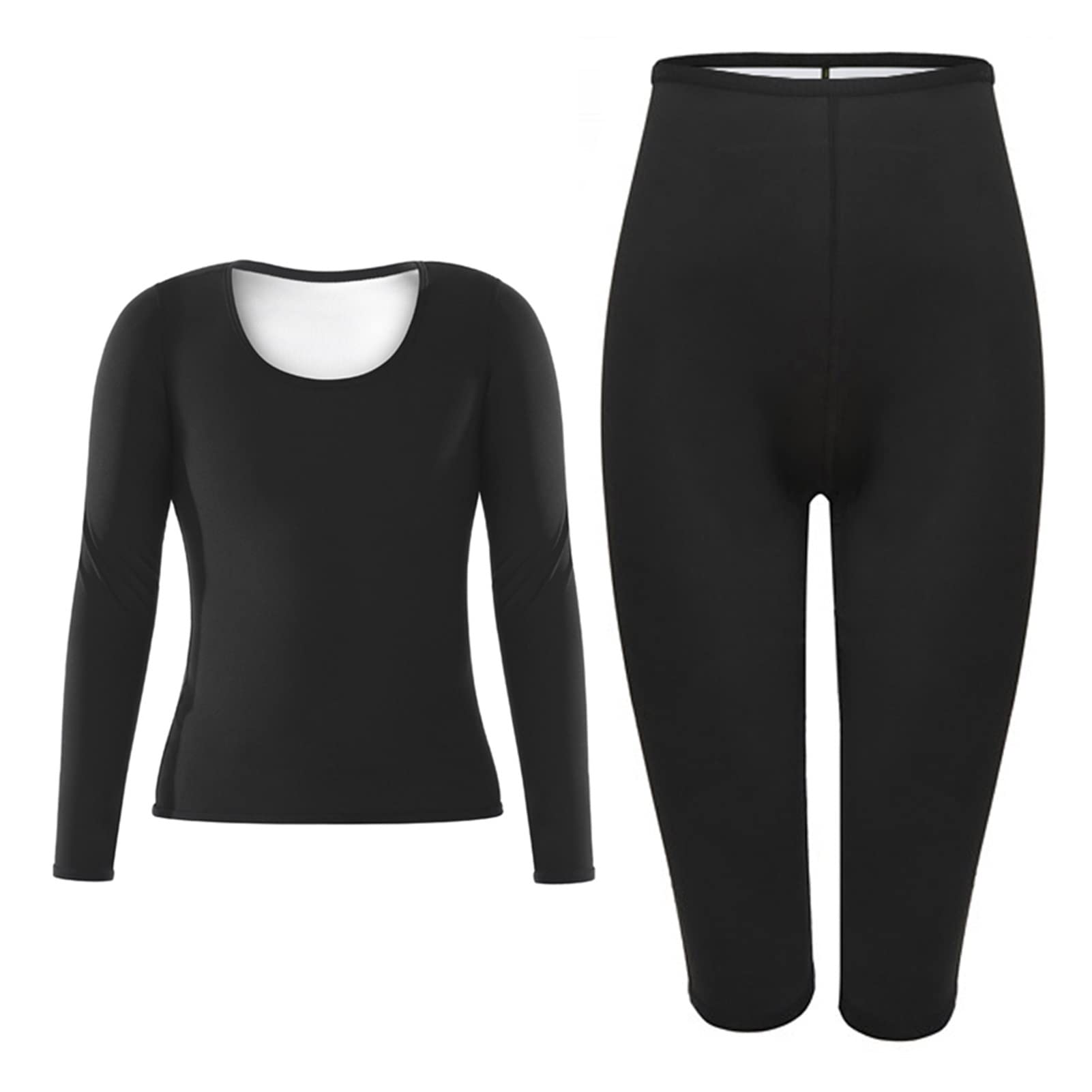 EKSED Short d'entraînement d'entraînement de Taille + Ensembles de vêtements modelants à Manches Longues pour Femmes, Combinaisons de Sauna sans Couture