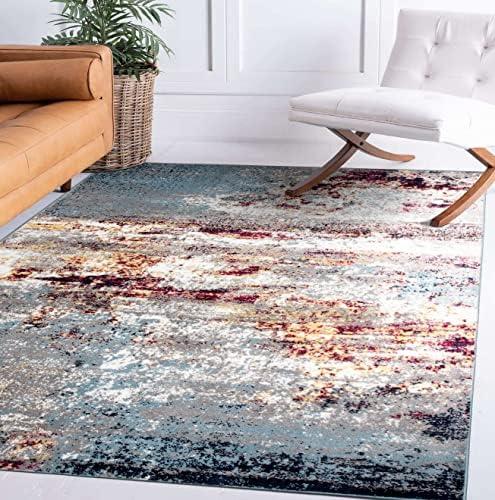 Rugshop Distressed Abstract Watercolor Area Rug 5' x 7' Multi