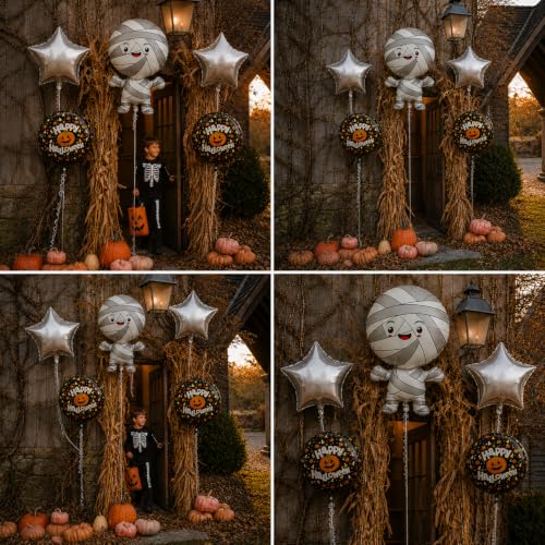 Image of Mummy Theme Halloween Foil Balloons For Decoration, Set of 5 pcs