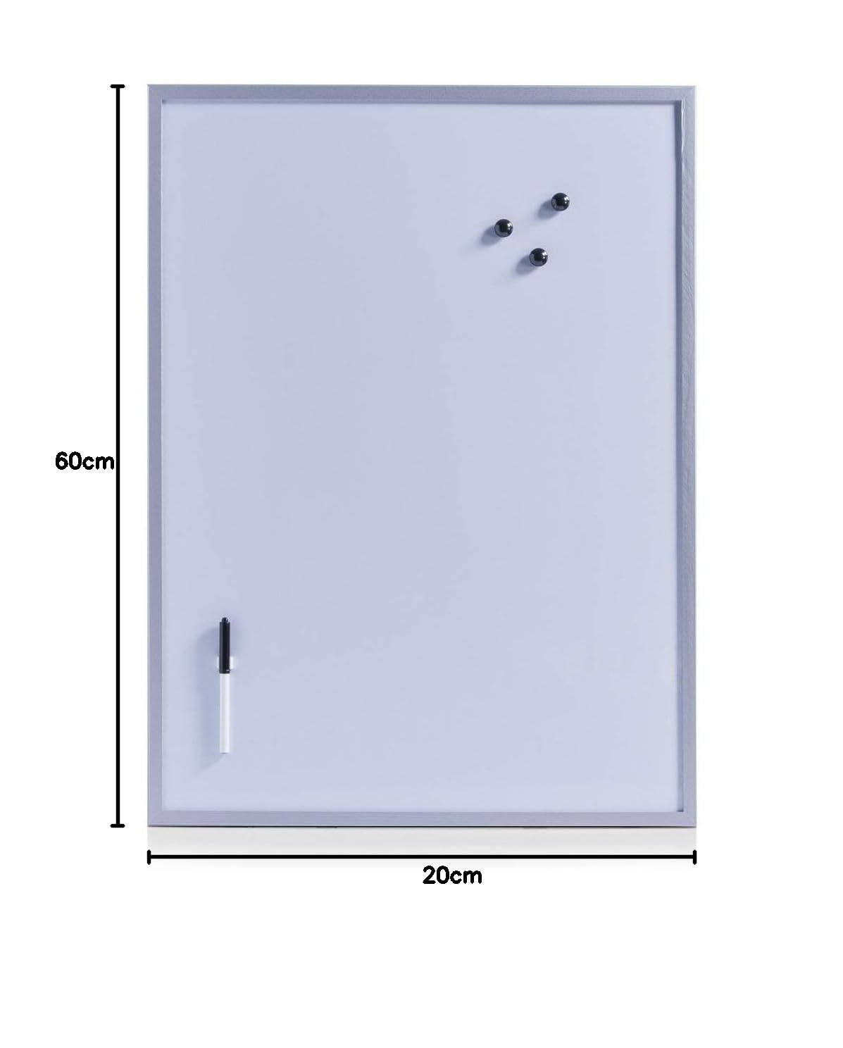 Zeller 11510 Tableau Blanc aimanté avec Cadre en Bois Gris 60 x 80 cm, Aspect INOX