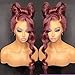 13x6 Burgundy Silk Straight Human Hair Wigs Glueless Lace Front Hair 150% Density Pre Plucked Hair for Black Women by Estelle Wig (18inch, 13x6 lace front wig)