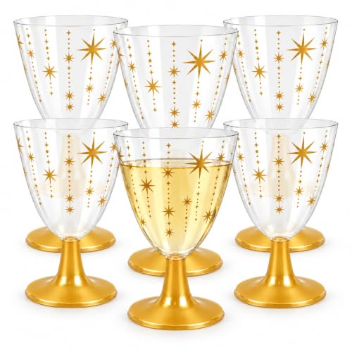 Copas de agua, Copa de Vino, Plástico, Diseño Estrellas, Pack 6 unidades
