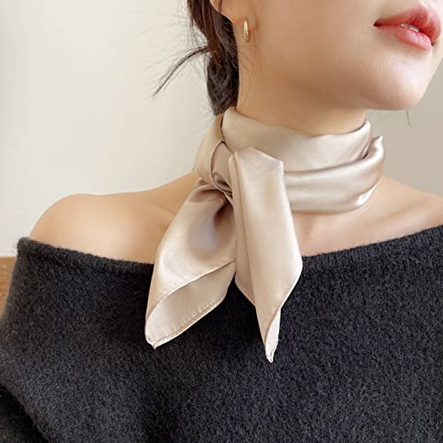 Ciormis 100% Silk Scarfs-21 x 21 small Champagne Pure silk Headband Scarf for Women Hairband (Style 6-New Champagne)3