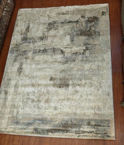 Image of 3x5 Feet (90x150 CM) Carpet for Bedroom Living Room & Hall - Teal Green Modern Abstract Geometric Silk-Touch Luxury Hotel-Style Washable Anti-Skid Turkish Area Rug