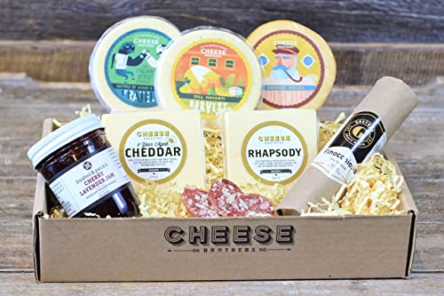 Cheese Bros. Wisconsin Charcuterie Gift Box | Includes Dill Havarti, Fratello, Smoked Gouda, Rhapsody, 8 Year Aged Cheddar, Salami And Jam | Great Food Gifting Idea… #TOP6
