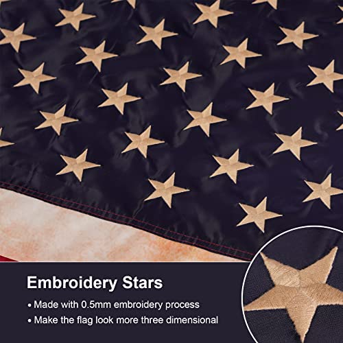Image of SYII Vintage Tea Stained American Flag 3x5 Feet, Embroidered Stars Double Stitched Stripes and Brass Grommets, Durable Heavy Duty Polyester USA 250th Anniversary Decoration
