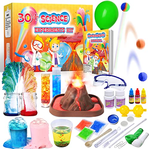 UNGLINGA Kits de ciencia 30+ experimentos para niños de 4 5 6 7 8 9 10 años, juguetes educativos STEM, regalos para niños y niñas, juego de química, bola rebotante, volcán, herramientas científicas