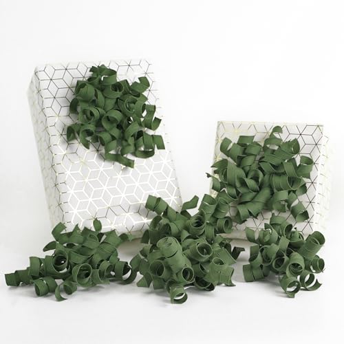 Lazos de cinta rizados verdes para decorar botellas de vino y cenas