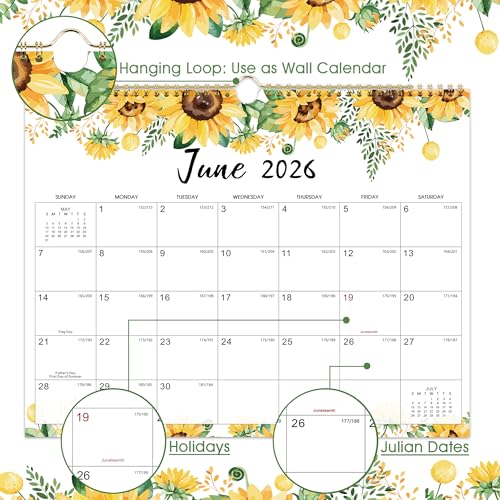 Image of Wall Calendar 2026-2027 18 Months Jul. 2026 - Dec. 2027, 14.6'' x 11.4'' | Big Grid Hanging Calendar with Note for Organizing & Planning, Monthly Calendar 2026-2027 with Last Month and Next Month