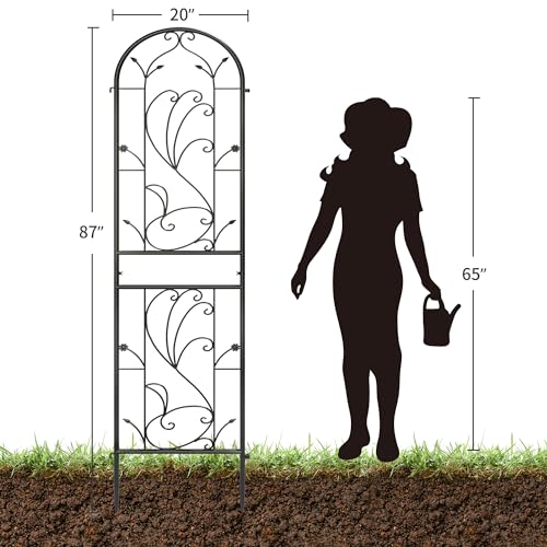 YITAHOME-2-Pack-87x20in-Trellises-for-Cllimbing-Plants-Roses-Vegetables-Vines-Flowers-Black-Metal-Coated-Rustproof-Garden-Trellis-for-Outdoor-Patio YITAHOME 2 Pack 87x20in Trellises for Cllimbing Plants Roses Vegetables Vines Flowers Black Metal Coated Rustproof Garden Trellis for Outdoor Patio