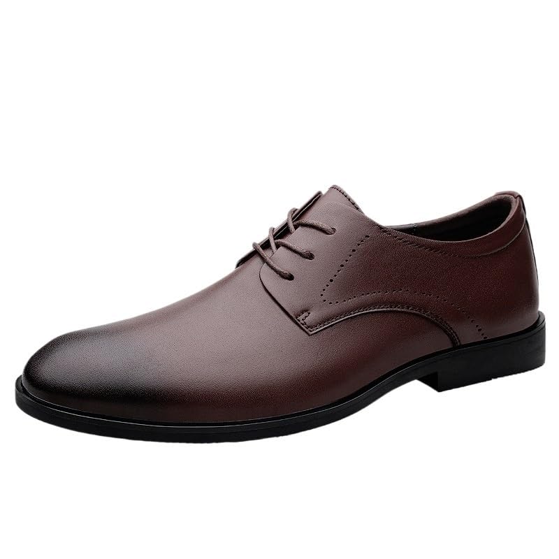 Dress Shoes Men's Business Dress Casual Shoes Dress Shoes for Men Lace Up Genuine Leather Round Burnished Toe Shoes Block Heel Low Top Non Slip Resistant Business2