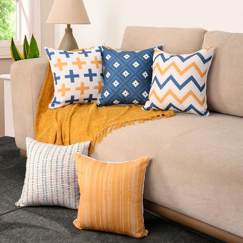 Image of Wakefit Printed Cushion Cover | 16X16 inch | Set of 5 | Multicolour Throw Pillow Covers | Machine Washable | Pattern Dust
